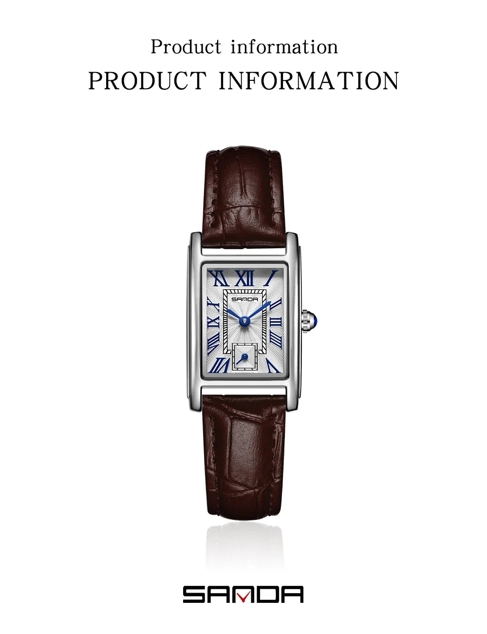 SANDA 1116 Quartz Watch Women Elegant Design Rectangle Dial Watches Waterproof Pointer Leather Business Ladies Wristwatches