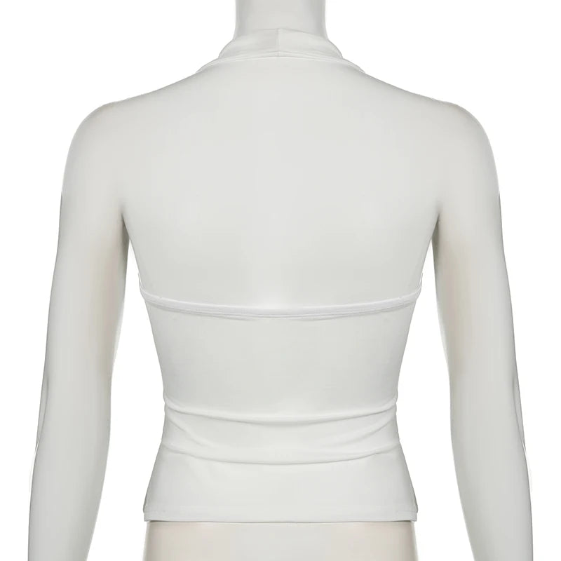 Cuteandpsycho Halter Neck Sext Tops Solid Basic Clubwear Fashion Slim Backless Cloth for Women Y2K Vintage 2000s Streetwear Tee