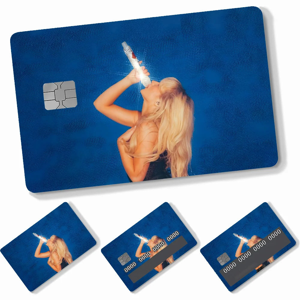 Singer S-Sabrina C-Carpenter Card Stickers 4pcs PVC Credit Card Skin Stickers Removable Self-adhesive Protective Film Badiee Stylez