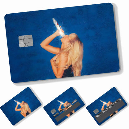 Singer S-Sabrina C-Carpenter Card Stickers 4pcs PVC Credit Card Skin Stickers Removable Self-adhesive Protective Film Badiee Stylez