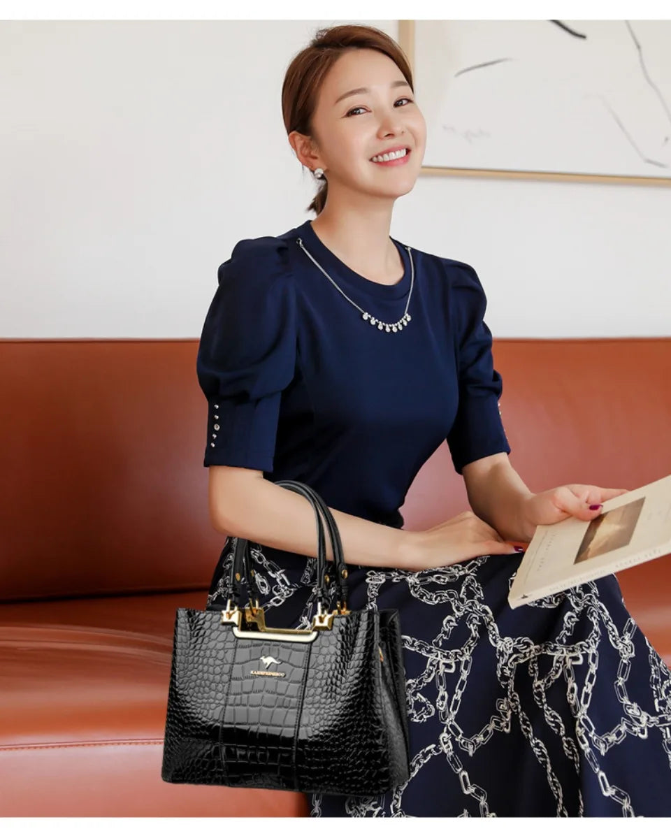 Three Layers Women Shoulder Bags Luxury Designer High Quality Patent Leather Messenger Casual Tote Bag Large Capacity Hand bags