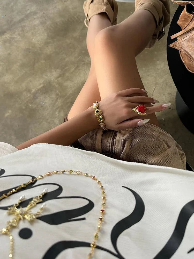 Nibber Loose Letter Print Mini t-Shirt Women Summer Trend Biased Collar Versatile Street Skinny Simple Classic Party Daily Tops