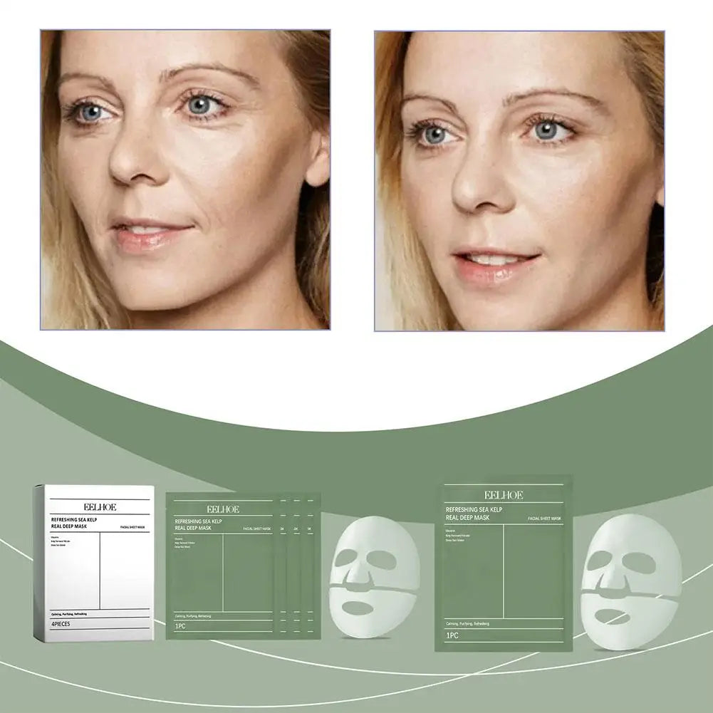 1/4Pcs Deep Collagen Overnight Face Mask Seaweed Collagen Essence Hydrating Overnight Hydrogel Mask Improve Elasticity, Firming