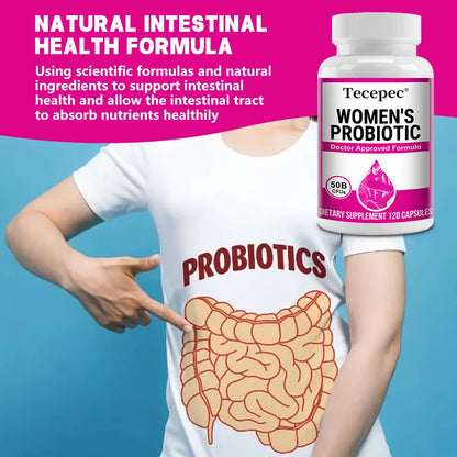 Women's Probiotic 50 Billion CFU, Cranberry Extract, Supports Digestion and Vaginal Health, Urinary Health, 120 Capsules