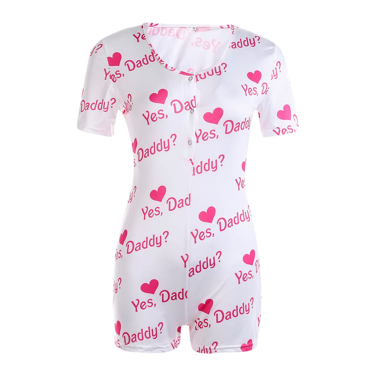 Sexy Playsuits Women Sleepwear Buttons V-neck Bodycon Short Romper Jumpsuit Leotard Printed Short Sleeve Summer Bodysuits Female M