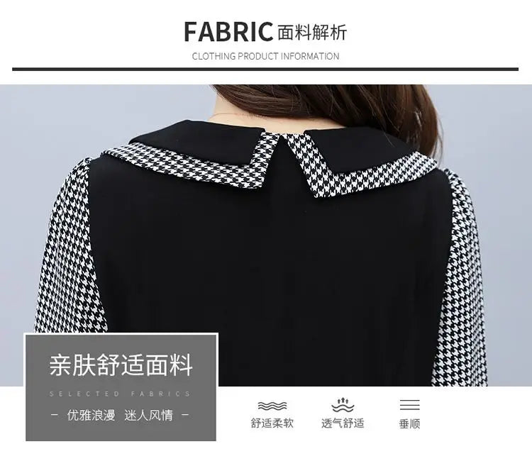 2025 New Spring Autumn Wear Temperament Small Flavor Style Slim Skirt Doll Collar Fashion Dress Women