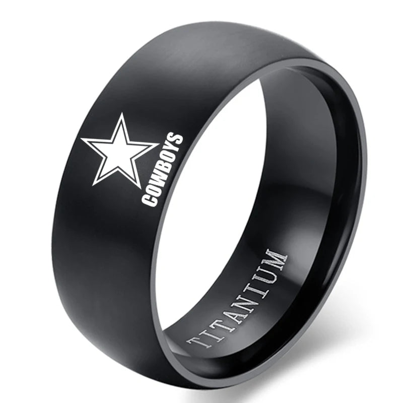 MOREDEAR 8mm Black Titanium Ring Dallas Cowboys For Men and Women M333JR2074BK