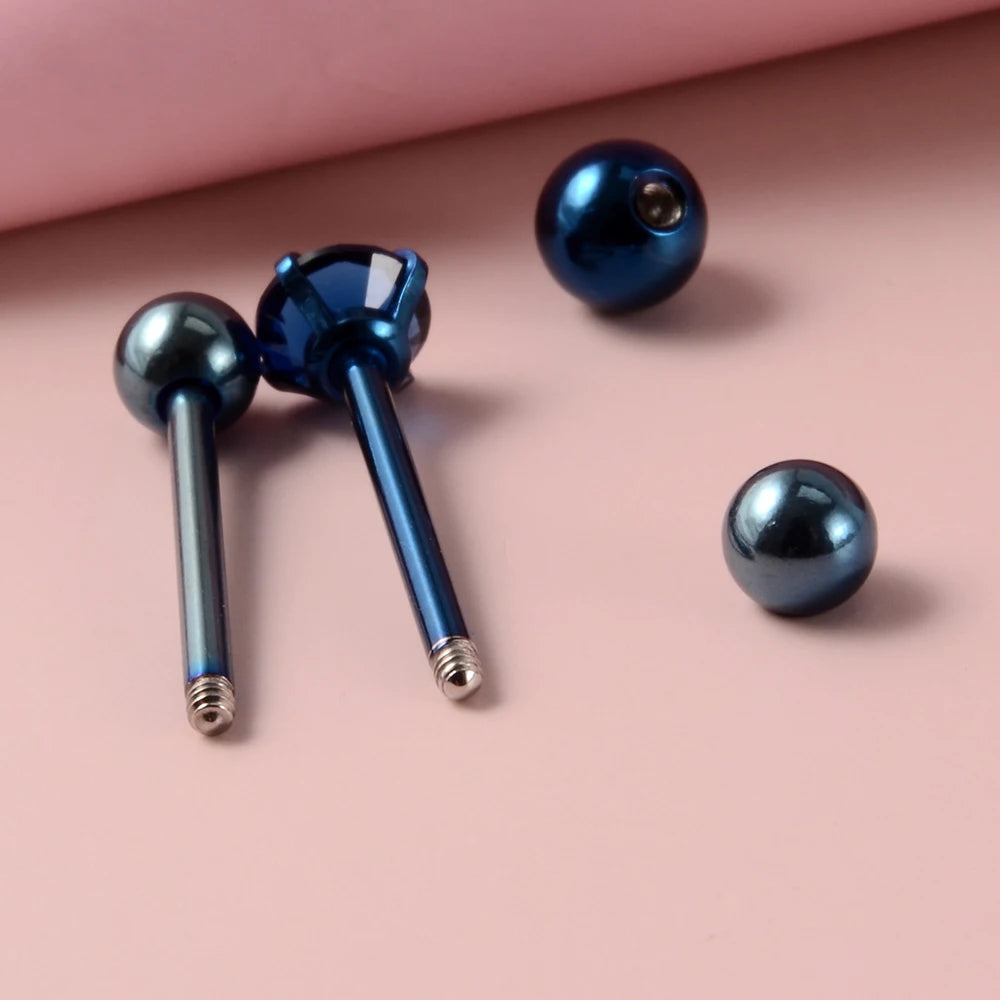 2PCS Anti-Allergy Surgical Steel  Prong Zircon Tongue Barbell Piercings Ball Tongue Barbell Rings Fashion Piercing Jewelry Badiee Stylez