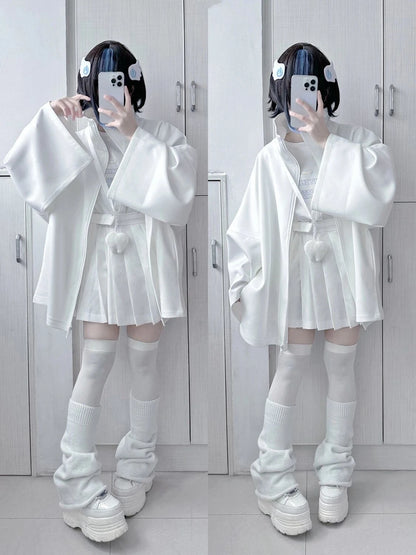 Spring Japanese Casual Solid Hoodies Women Loose Y2k Aesthetic Oversized Embroidery Coats Harajuku Zipper Grunge Sweatshirts