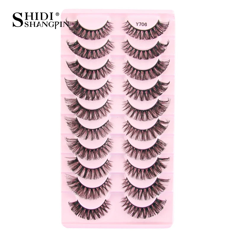 SHIDISHANGPIN 5/10Pairs False Lashes Cat Eye Eyelashes Eyelash Extension 3D Mink Half Lashes Natural Makeup faux Cils maquiagem 10 Pairs Y706