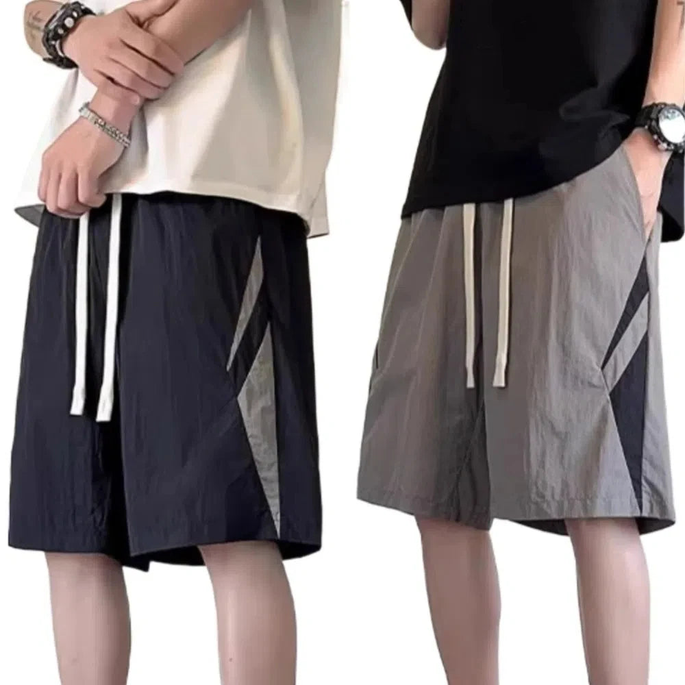 Large Size Loose Casual Thin Shorts High Waist Drawstring Wide Leg Shorts Summer Beach Knee Length Pants Men Badiee Stylez