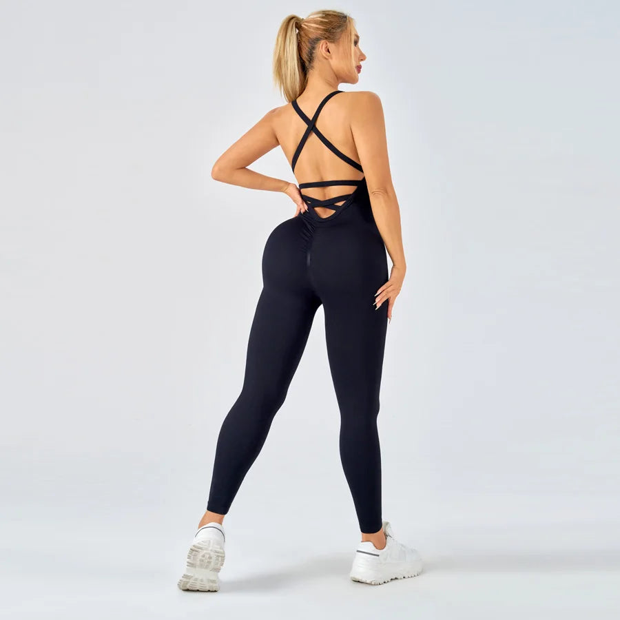 Seamless Sculpting Bodysuit Sportswear Woman Gym Jumpsuits Sport Woman Clothing Yoga Clothes Fitness Women Sports Leggings black