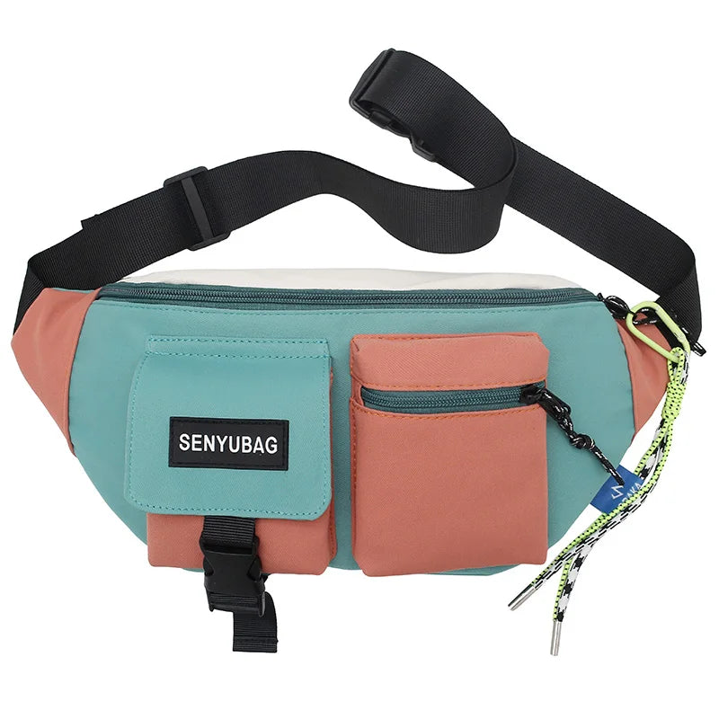 Women Waist Bag Casual Nylon Fanny Packs Banana Bags Street Hip Hop Waist Packs Unisex Chest Pack Travel Shoulder Crossbody Bags Green Pendant