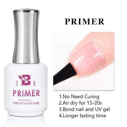 AWStorG15ml 2 IN 1 Crystal Top Coat Transparent Soak Off UV LED Nails Art Manicure Gel Nail Polish Varnishes Primer Function Gel 15ML Primer