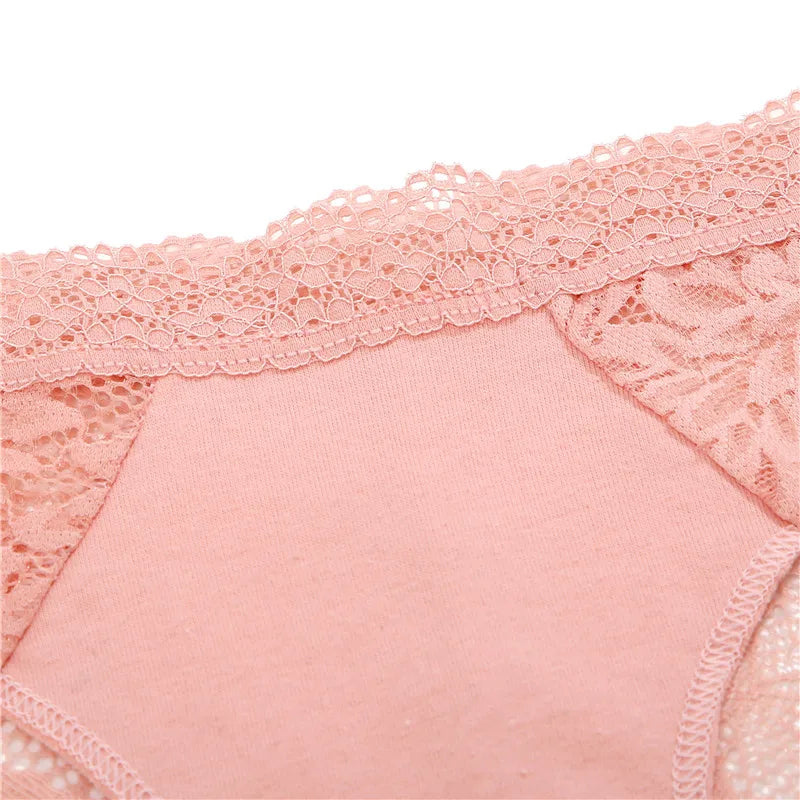 3PCS/Set Sexy Perspective Women Back Lace Panties Patchwork Cotton Underpants Hollow Out Lingerie Underwear Comfortable Briefs
