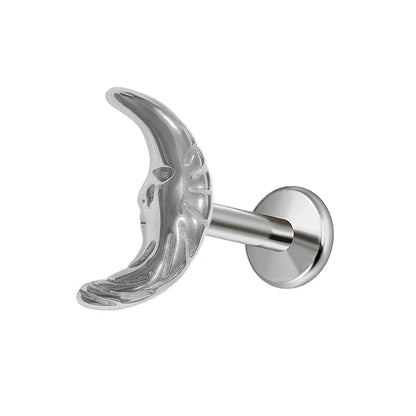 Moon Flat Back Earrings Star Labret Piercing Tragus Heart Internal Thread Cartilage Helix 100% 316L Stainless steel Body Jewelry Badiee Stylez