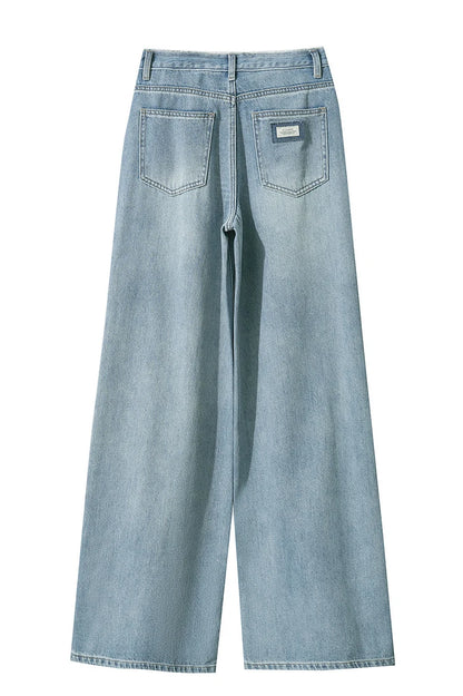 AMII Minimalist Blue Jeans Women 2025 Summer New Versatile Denim Wide Leg Pants Low Waist Thin Casual Loose Trousers 12542121