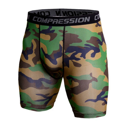 Compression Shorts Men 3D Print Camouflage Bodybuilding Tights Short Men Gyms Shorts Male Muscle Sport Elastic Running Shorts Camo Army Green
