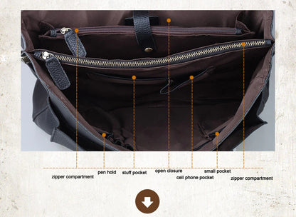 FANCODI Genuine Leather Briefcase men Business Bag Male Portfolio Attache Case Leather 15.6" Laptop Bag Office tote Handbag big