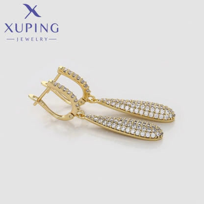 Xuping Jewelry High Quality Fashion Geometry Shaped Light Gold Color Sag Earrings for Women Valentine's Day Gifts X000837267