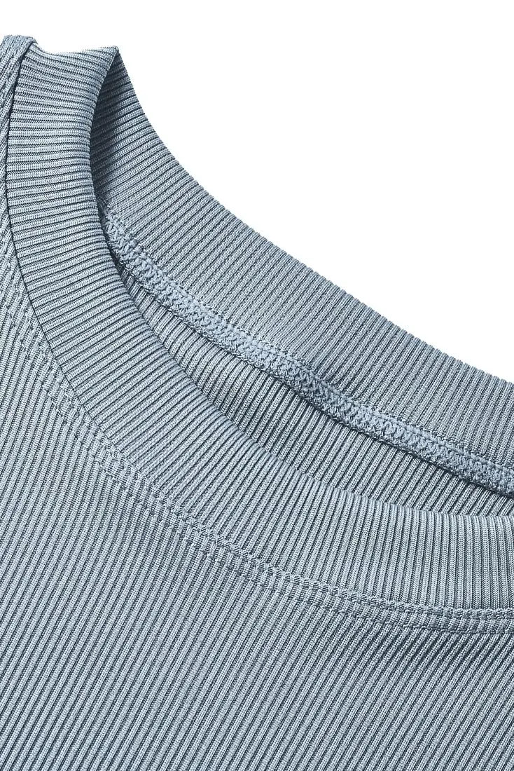 Lounge Wear Ribbed Casual 2 Piece Summer Shorts Set For Women Sleeve Top+Elastic Leggings Outfits