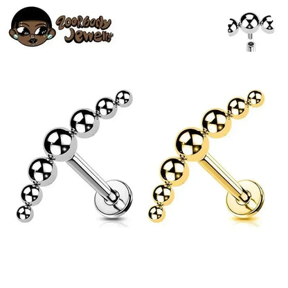 ASTM F136 Titanium Mirror Polish 7 Beads Cluster 16G Labret Cartilage Helix Conch Monroe Tragus Piercing Body Jewelry