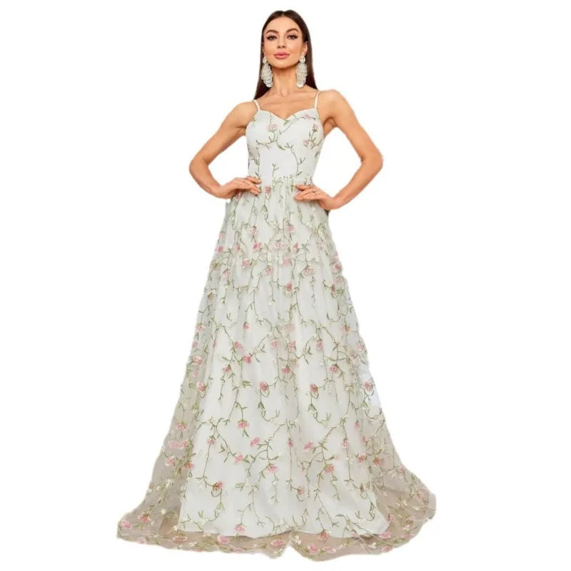 European and American Style Mesh New Embroidered Dress, Photo Party, Dance Party, Embroidered Evening Dress, Sweet Dress, 2025 Badiee Stylez