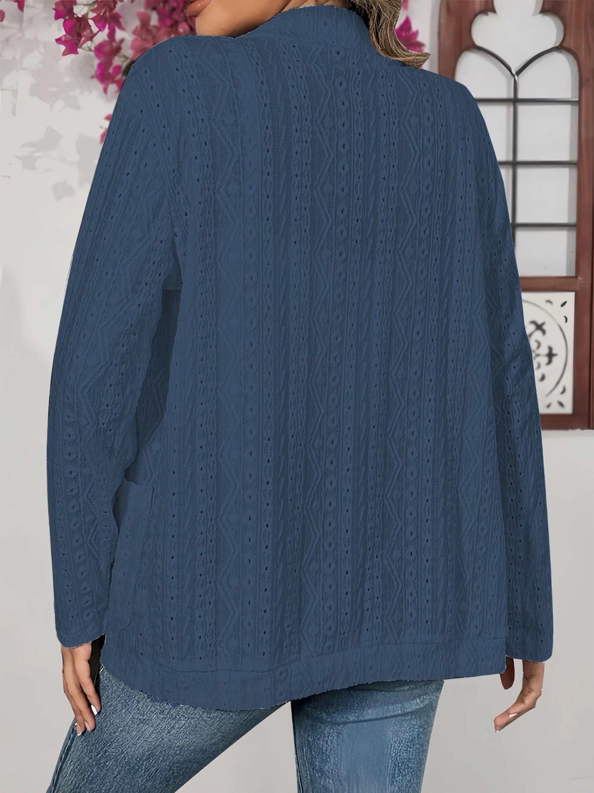 Plus Size Open Front Cardigan - Lightweight Sheer Jacket with Pockets, Chic Fall Outerwear for Women