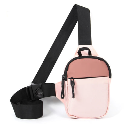 New Sports Chest Bag Men's Ultra-small Mobile Phone Messenger Bag Waist Bag Multi-function Carry-on Bag Pink