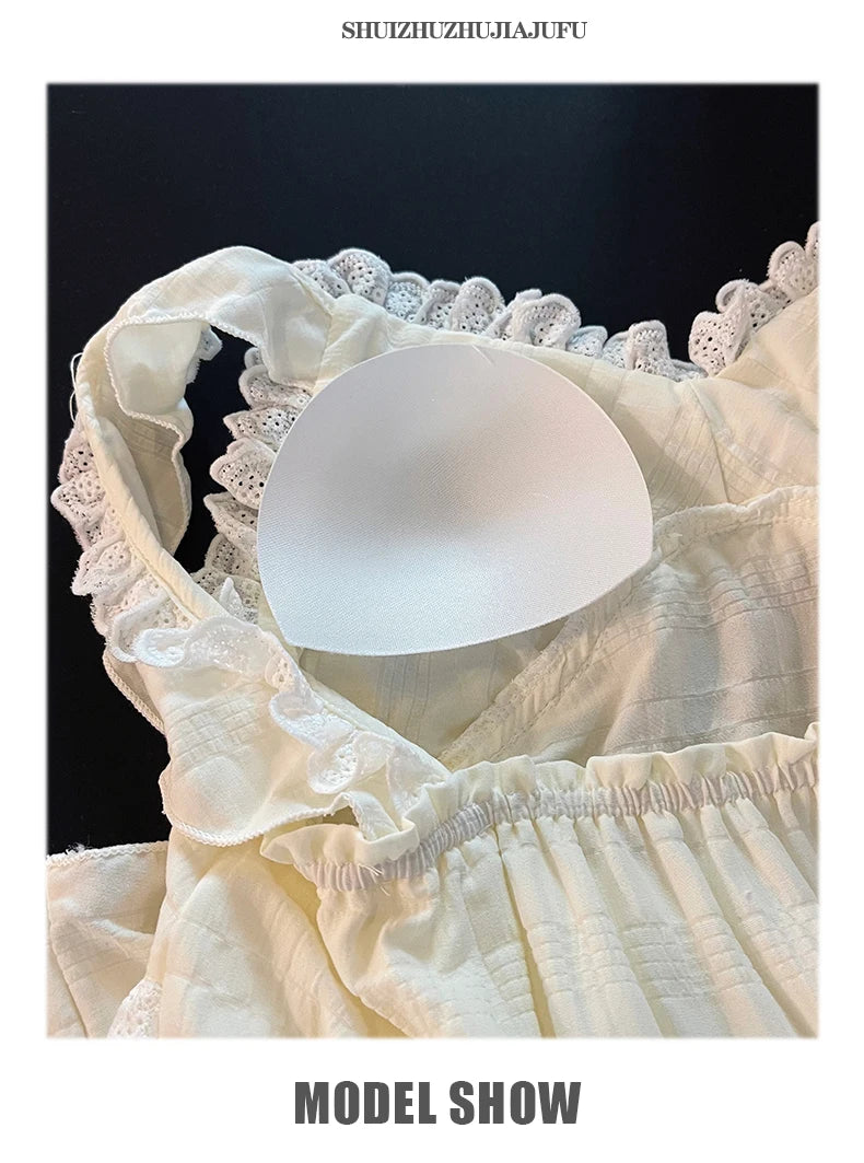 Summer Sexy Strap Spwear Women's ort Pants Loose Fit Home Clothes Set with Chest Pad 2024 New Tread Cotton Thin Woven