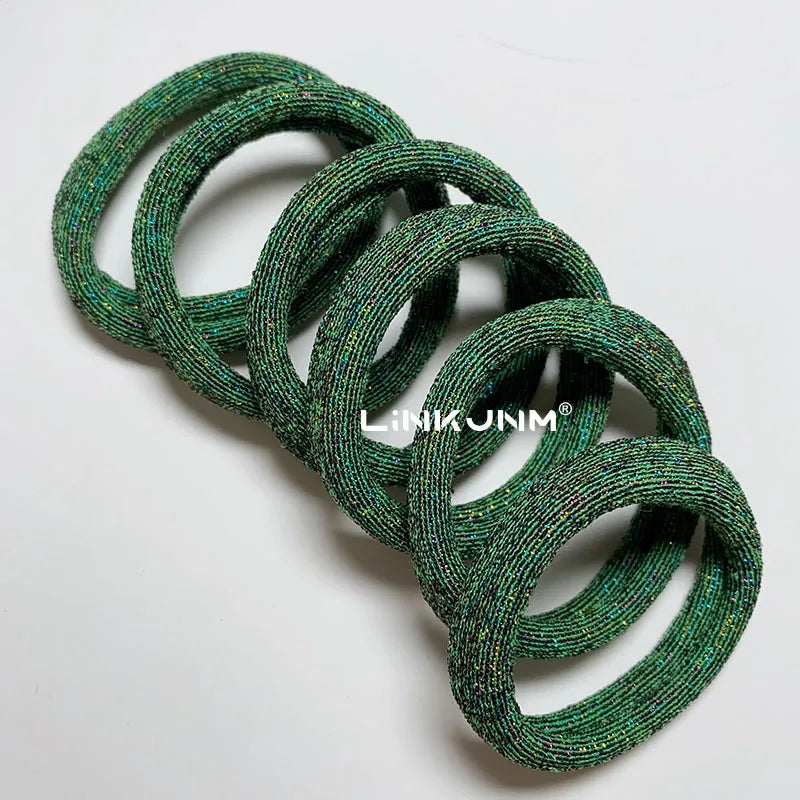 6PCS Women Glitter Hair Scrunchies Girls Elastic Hair Rubber Bands Hair Holder/Gum Hair Accessories Ponytail Hair Holders Badiee Stylez