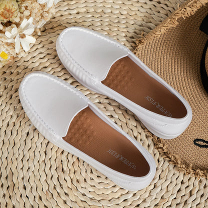 Autumn New Nurse Shoes Women Comfortable Soft Sole Breathable Non-slip Flat Heel Thick Sole Work Small White Single Shoes Badiee Stylez