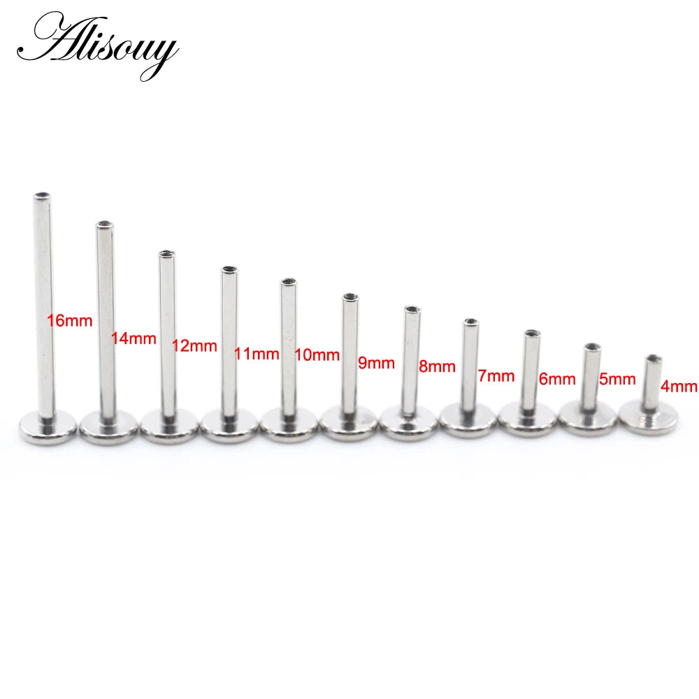 Alisouy 1PC G23 Titanium Internally Threaded Labret Shaft Lip Replacement Flat Bar Ear Tragus Stud Earring Body Piercing Jewelry