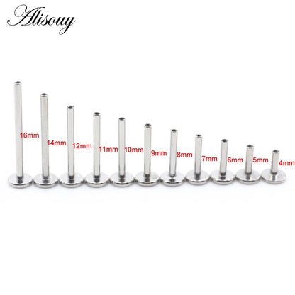 Alisouy 1PC G23 Titanium Internally Threaded Labret Shaft Lip Replacement Flat Bar Ear Tragus Stud Earring Body Piercing Jewelry