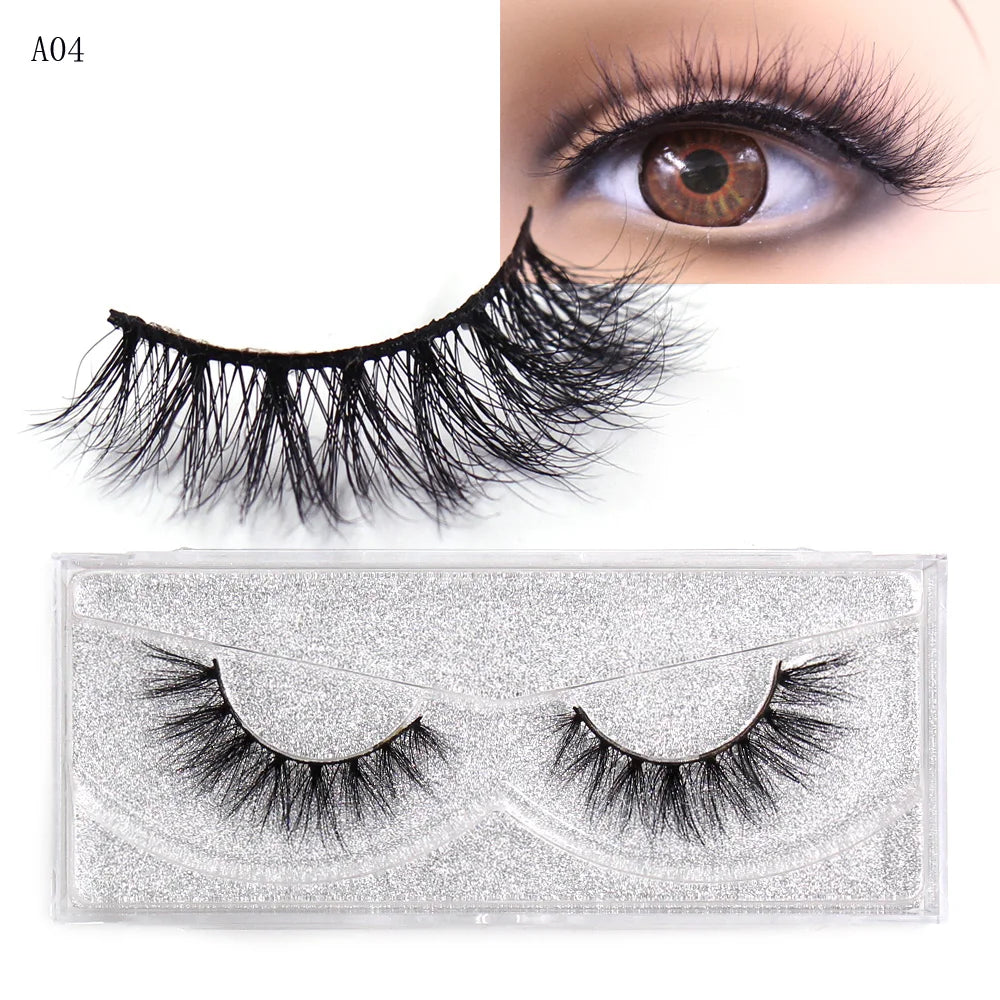 LEHUAMAO False Eyelashes Mink Lashes Natural Thick False Eyelashes Extension Wispy Soft Lashes Makeup Tools D22 1Pair-A04