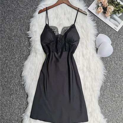 White 5PCS Sleep Set Pajamas Lady Lace Satin Pyjamas Kimono Bath Gown Loose Sleepwear Home Cloting V-Neck Casual Nightwear Black C