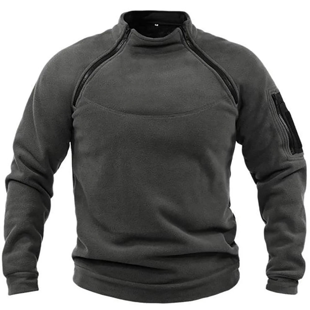 Male Hoodie Autumn Winter Warm Solid Color Stand-up Collar Outdoor Breathable Tactical Mens Gym Sport Tops Badiee Stylez