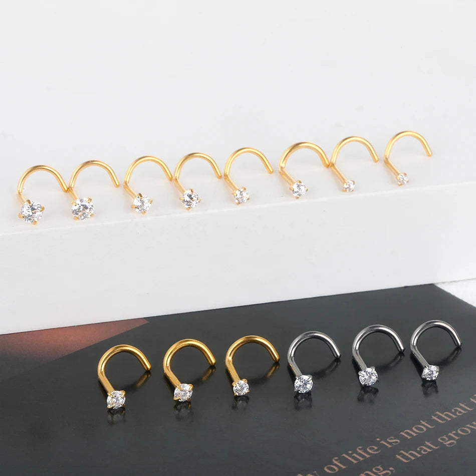 1PC Titanium 18G /20G 1.5/2/2.5/3mm Zircon Gem Nose Stud Piercing Screw Prong CZ Nostril Earring Nariz Piercings Sexy Jewelry Badiee Stylez