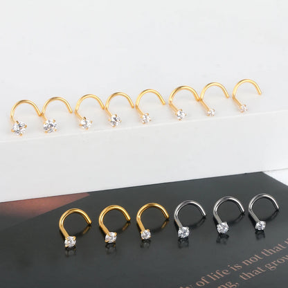 1PC Titanium 18G /20G 1.5/2/2.5/3mm Zircon Gem Nose Stud Piercing Screw Prong CZ Nostril Earring Nariz Piercings Sexy Jewelry Badiee Stylez
