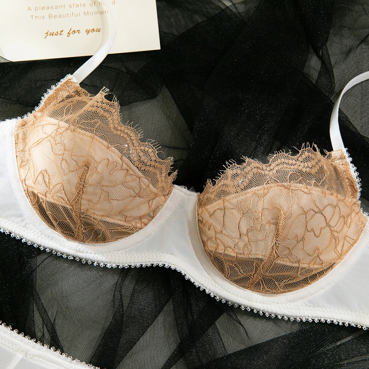 French Satin Lace Bra And Thong Set Sexy Ultrathint Lace Patchwork Lingerie Two Picec Sets Fancy Erotic Intimate Underwear Suit