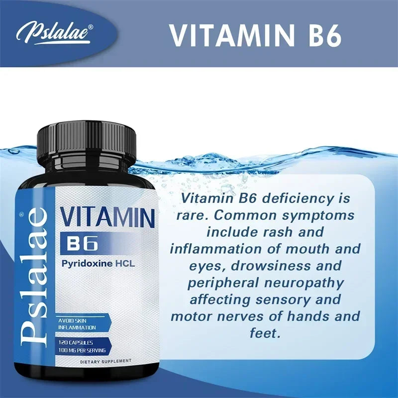Vitamin B6 - Improves Metabolism, Skin Anti-inflammatory, Antioxidant, for Cardiovascular, Neurological, Immune and Eye Health S