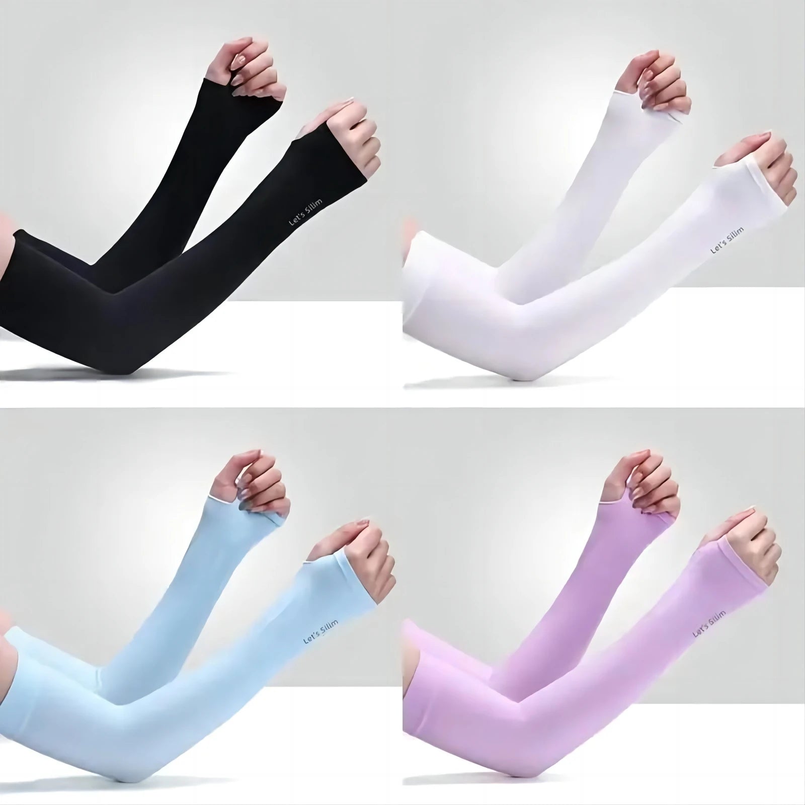 1 Pair Ice Silk Sun Protection Arm Covers Unisex Elbow Cover Outdoor Cycling Running Fishing Driving Cool Anti-UV Arm Sleeves