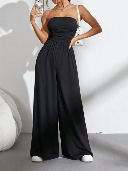 Women Sexy Sleeveless Backless Long Pants Jumpsuit Women Fashion Solid Commuter Wide Leg Playsuit Badiee Stylez