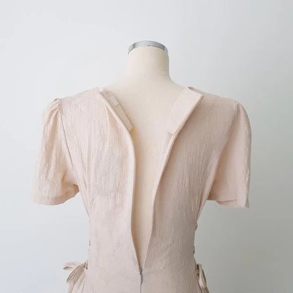 Cotton Linen Dress Long New Hot Sales Woman Short Sleeve Solid Retro Vintage Long Dresses