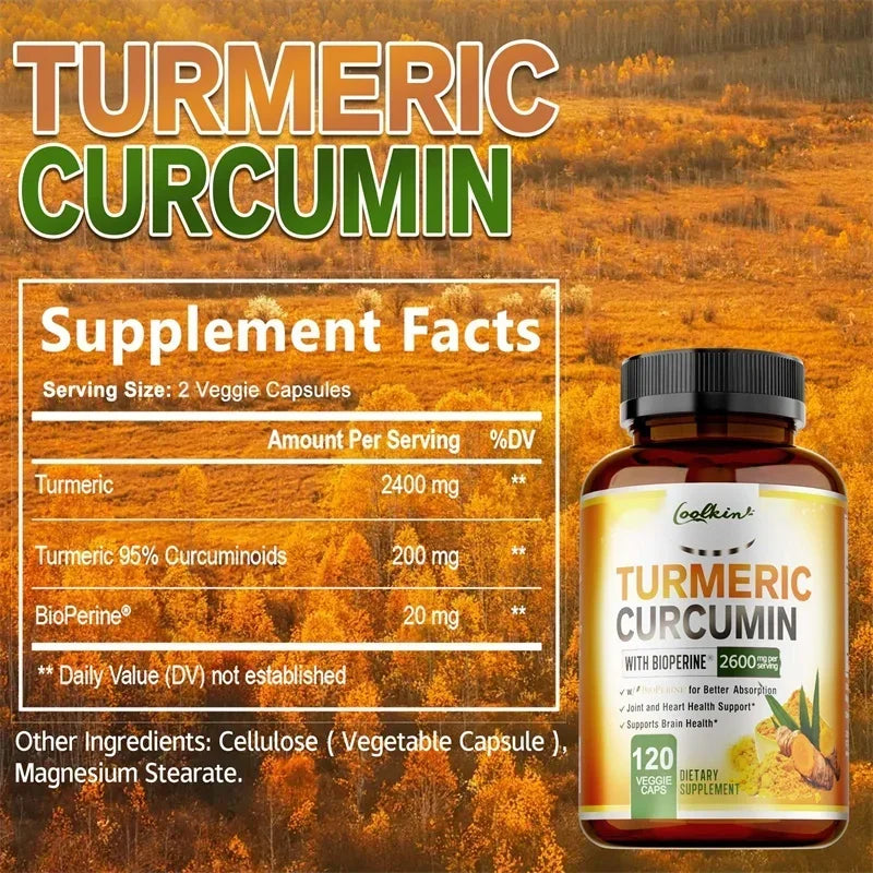 Turmeric Curcumin - Relieve joint pain, promote bone growth, Supports Joint Inflammation, Antioxidant and Digestive Health