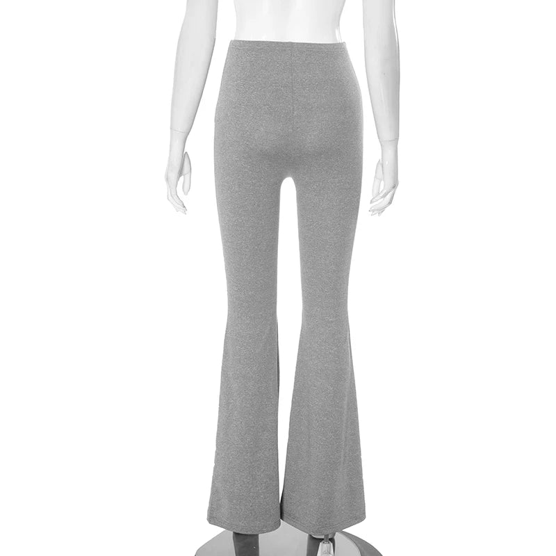 CUTENOVA Women's Slim Solid color Micro Flare Casual Pants basic Fashion Sexy Sports Jogging Trousers Chic Floor Length Bottoms