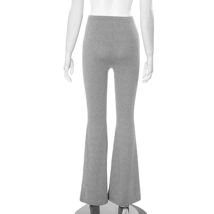 CUTENOVA Women's Slim Solid color Micro Flare Casual Pants basic Fashion Sexy Sports Jogging Trousers Chic Floor Length Bottoms