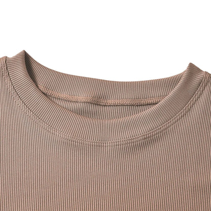 Lounge Wear Ribbed Casual 2 Piece Summer Shorts Set For Women Sleeve Top+Elastic Leggings Outfits