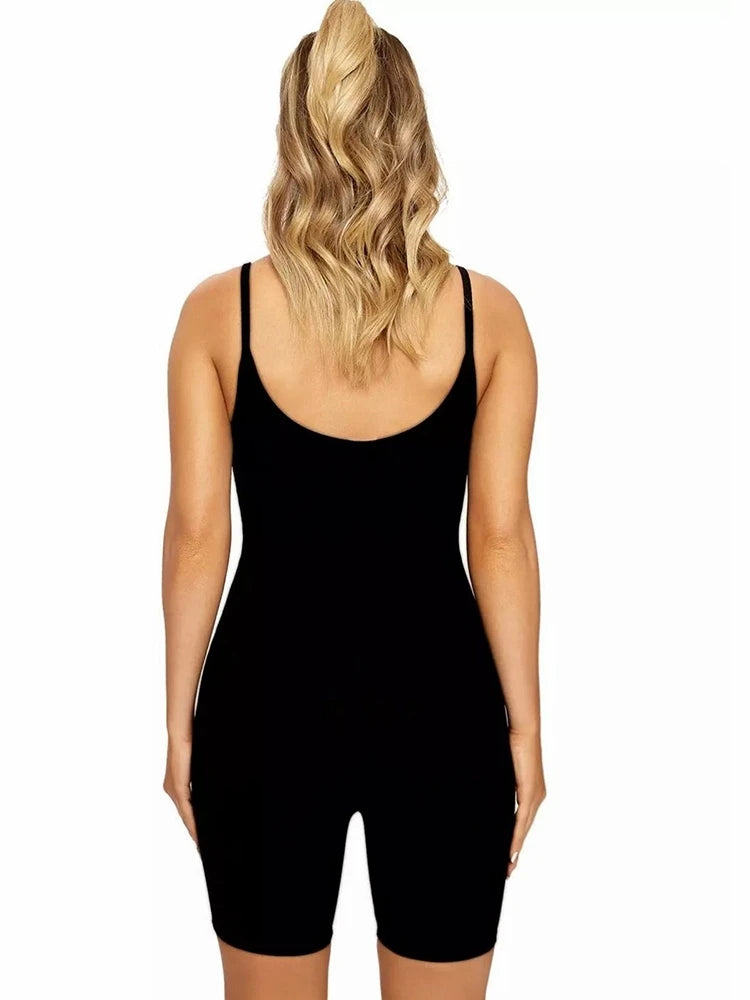 Sisterlinda Sexy Backless Sleeveless Black Playsuits Womens Elastic Soft Casual Wear Short Rompers Jog Sportswear Bodysuits 2020