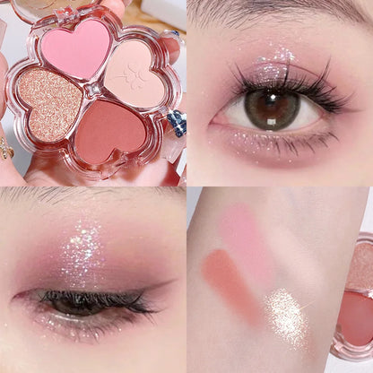 4Color Glitte Eyeshadow Palette Blush Eyeliner Eyeshadow Highlight Contour Palette Eyes Makeup Cute Beauty Cosmetics B-01